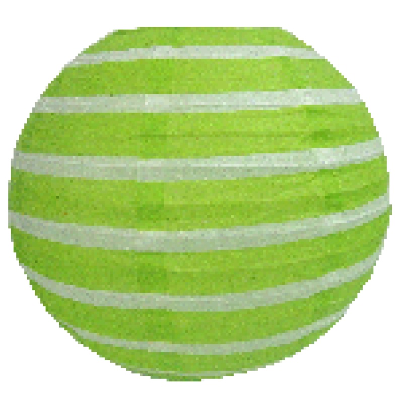 30cm Stripe Paper Lantern - Lime Green