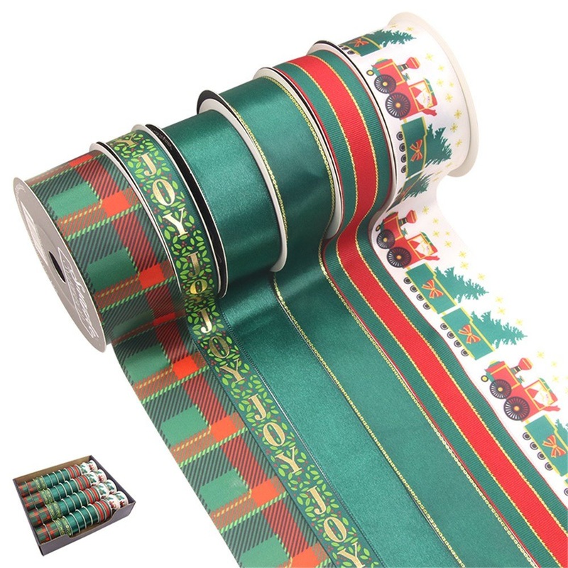 5m Assorted Christmas Ribbon - Green