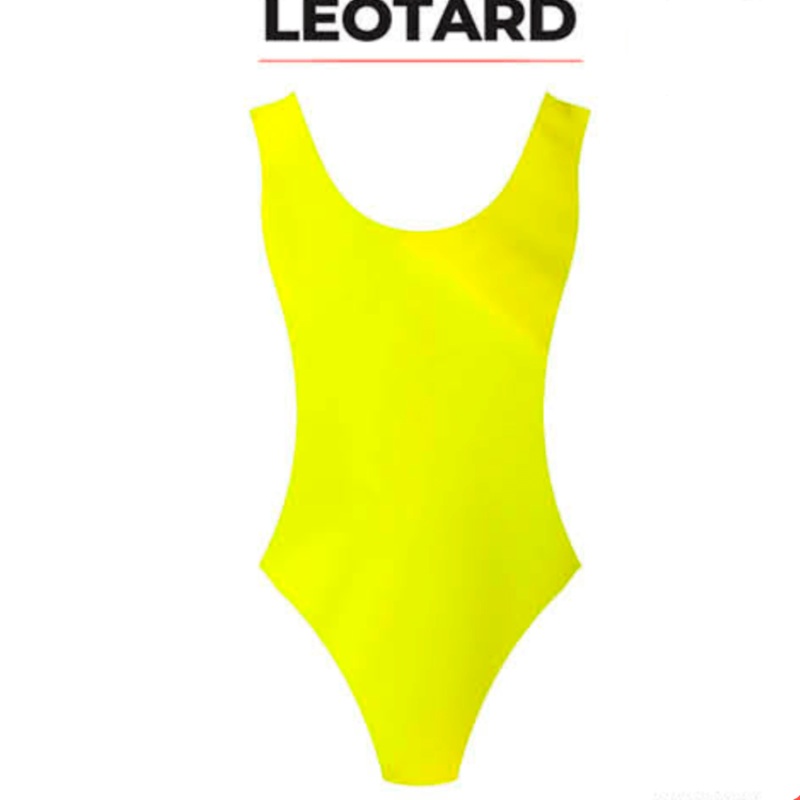 80s Retro Neon Leotard - Neon Yellow