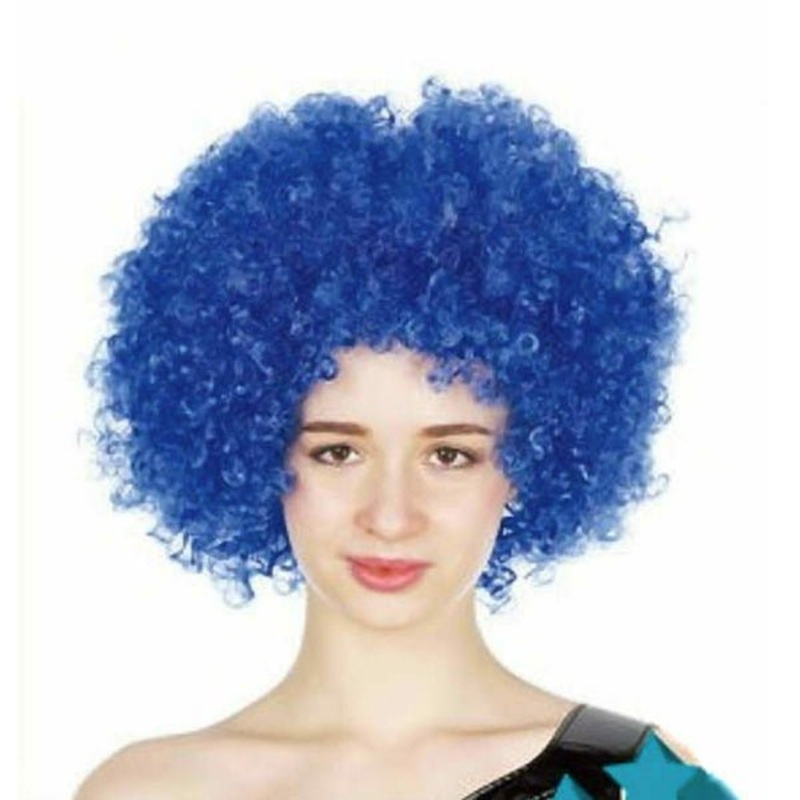 Adult Unisex Blue Afro Wig