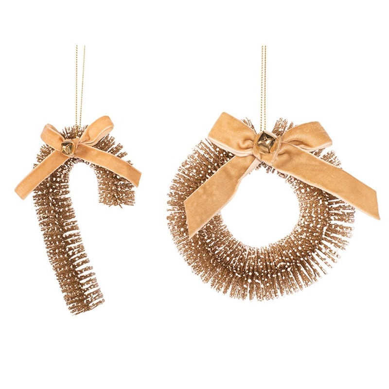 Champagne Sisal Wreath & Cane Christmas Tree Ornament