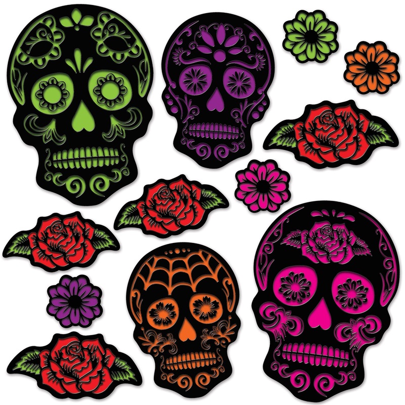 Day Of The Dead Sugar Skull Cutouts 12pc | Day of the Dead