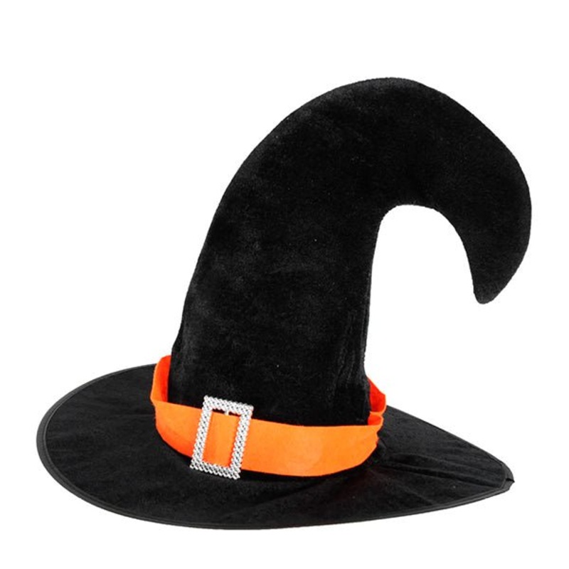 Halloween Black Curved Witch Hat
