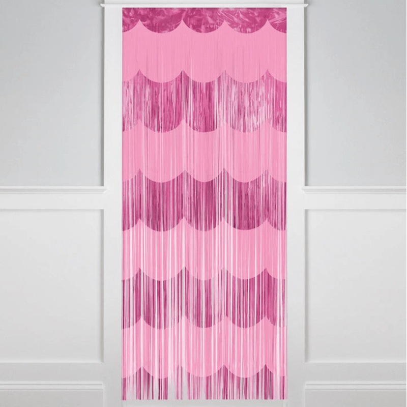 Metallic Fringe Door Curtain - Pink