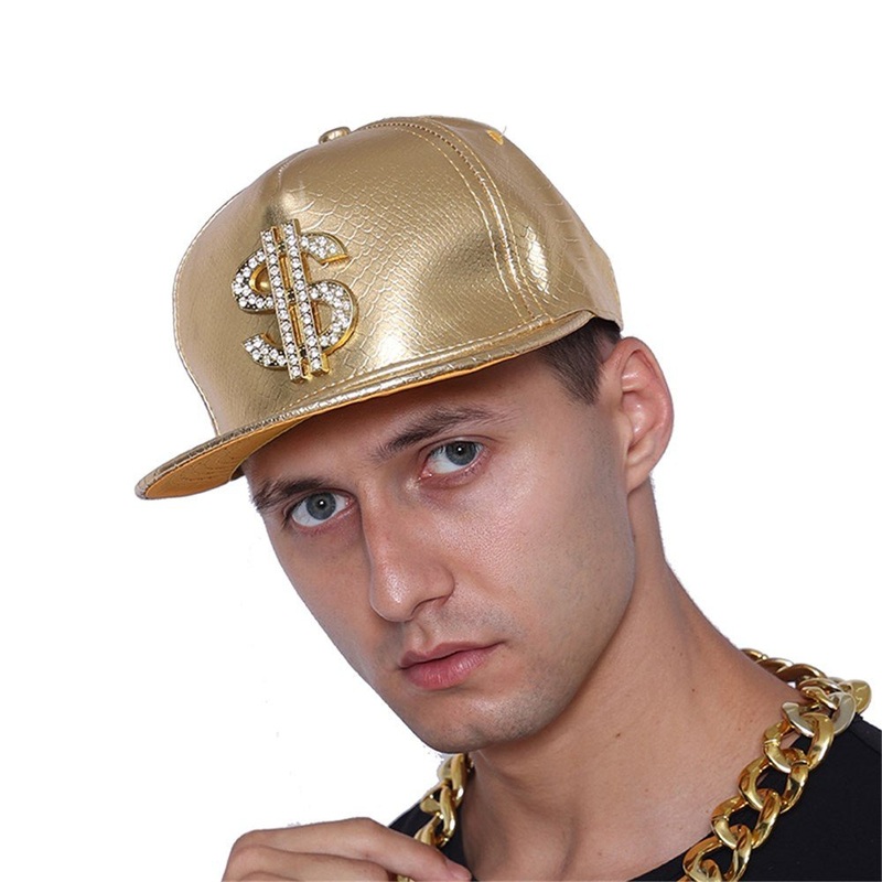 Metallic Gold Hip Hop Rapper Cap with Dollar Sign
