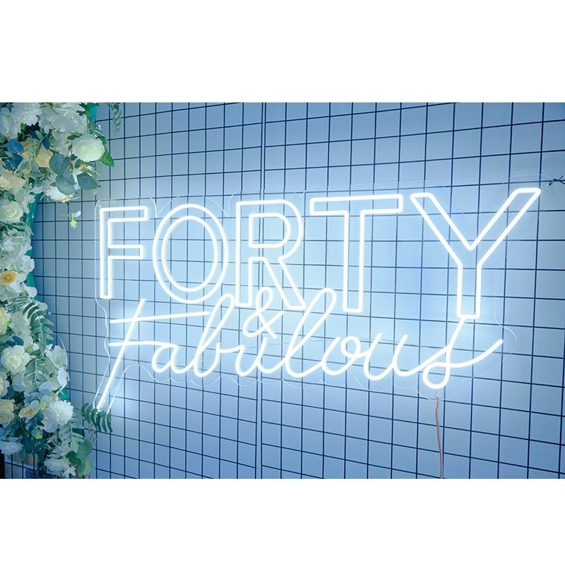Party Hire - Forty & Fabulous 40th Birthday Neon Light Sign Party Decoration