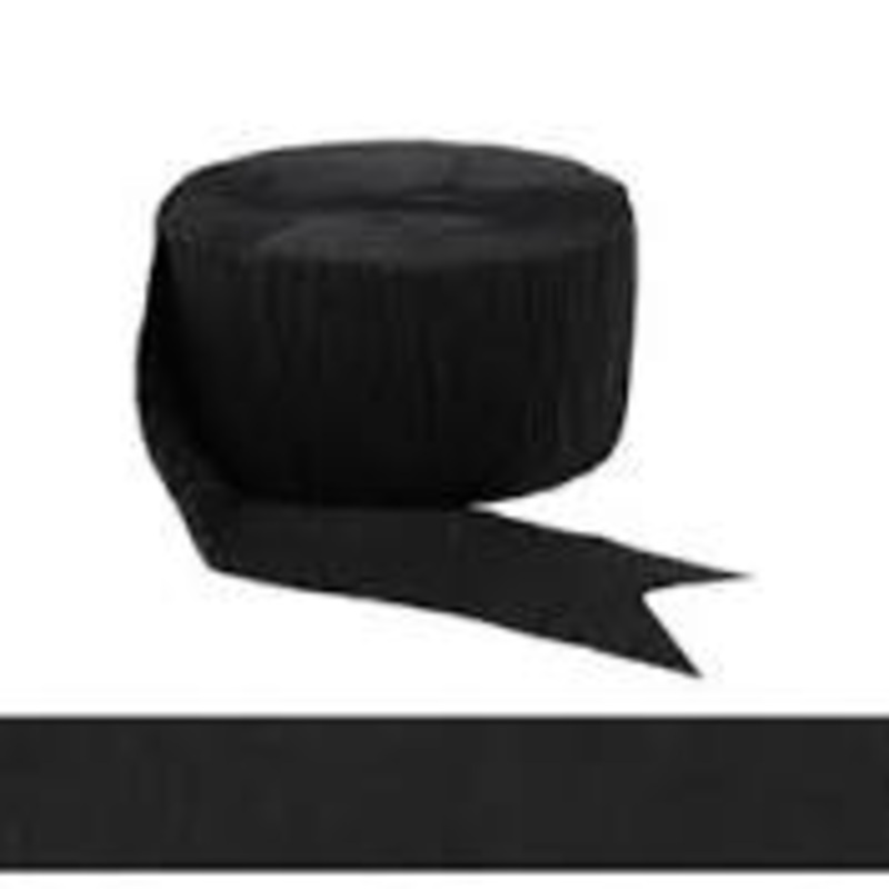 Solid Roll Crepe Streamer 81ft | Jet Black