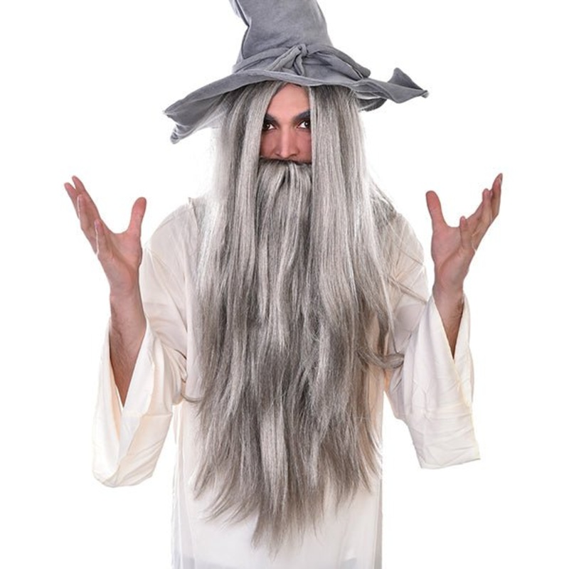 Tomfoolery Deluxe Wizard Wig & Beard Grey