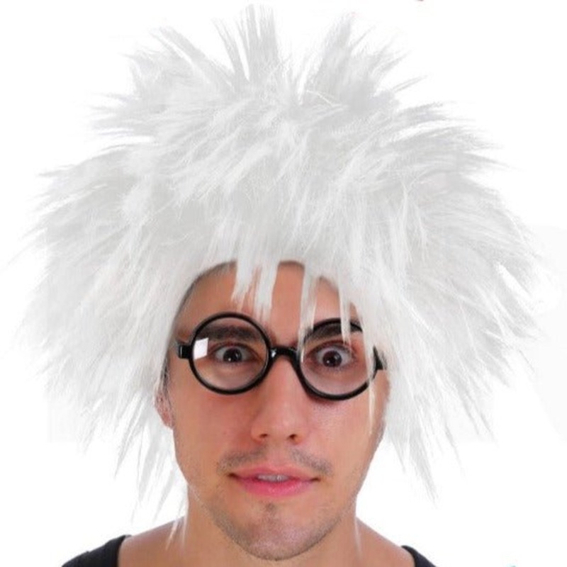 White Spiky Scientist Wig