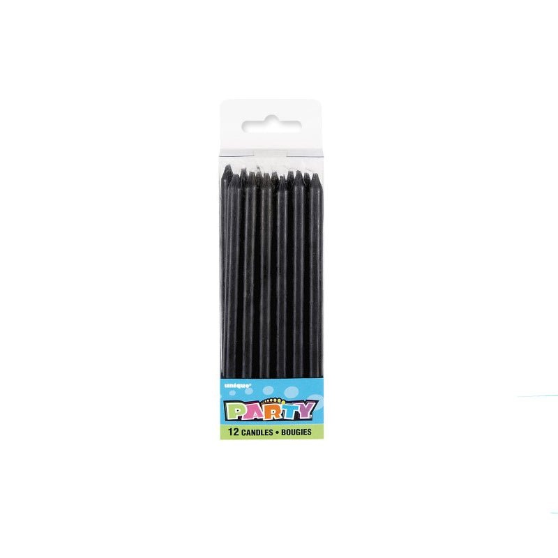12pk Birthday Candles - Black