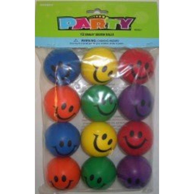 12pk Smiley Face Squishy Foam Ball