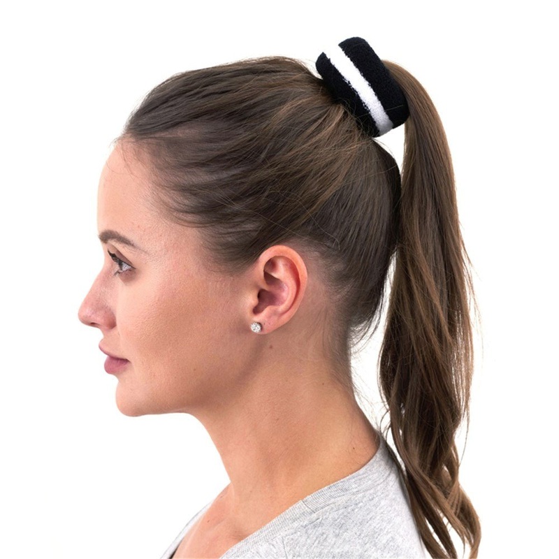 2-Pack Black Stripe Hair Bands  Retro 80s Style Scrunchies