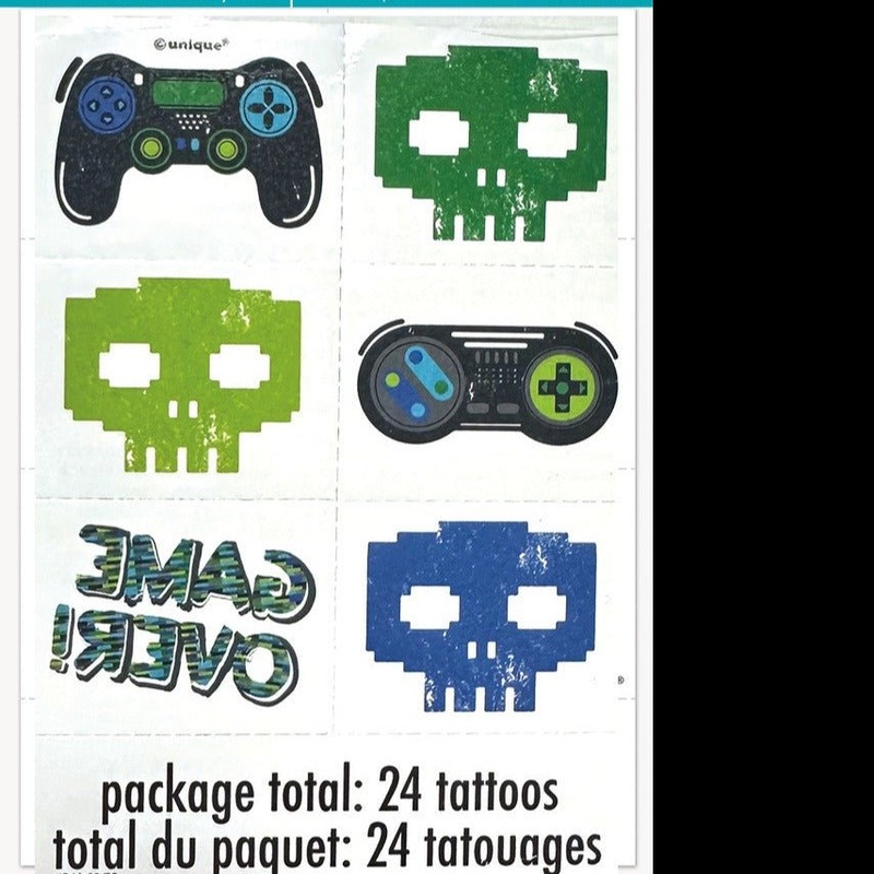 24pk Game Boy Theme Birthday Temporary Tattoos