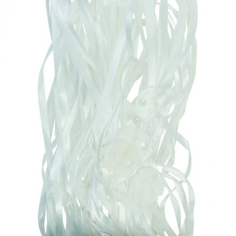 25pk White Pre Cut Clipped Curling Balloon Ribbons