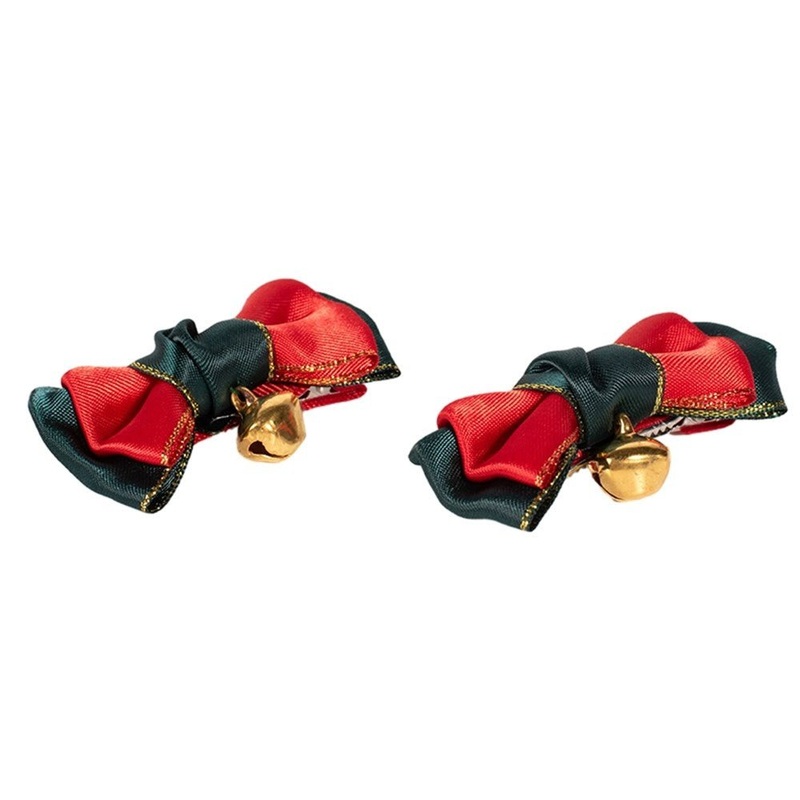 2pk Christmas Red & Green Hair Clips with Bell