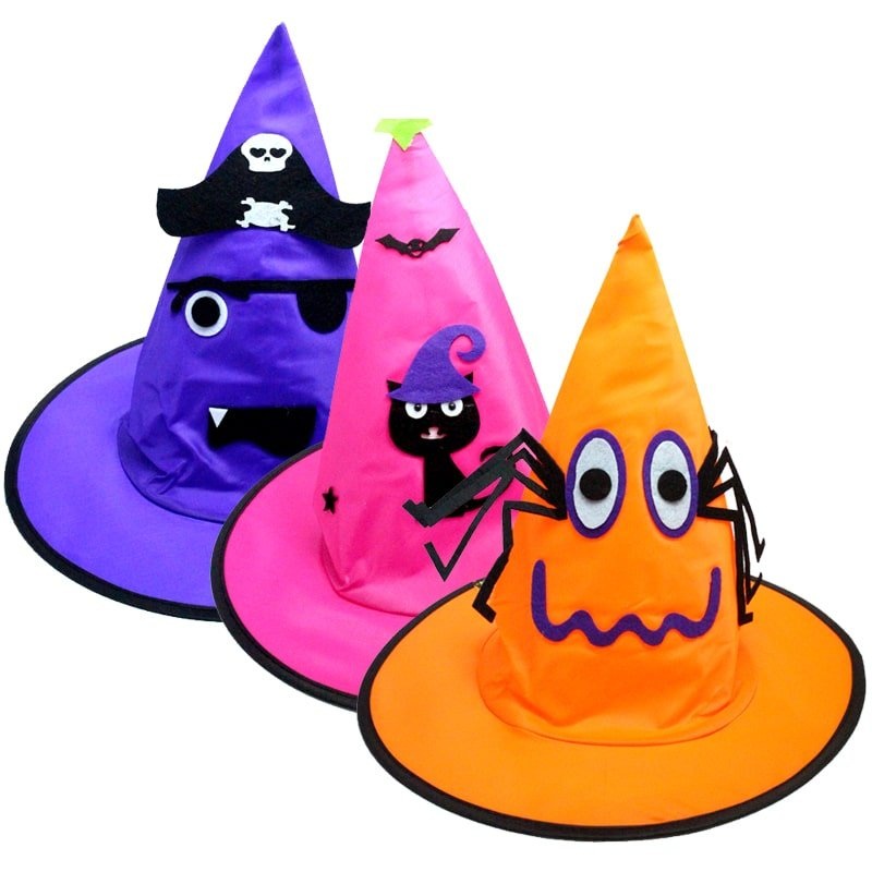 3 Assorted Design Children Halloween Witch Hat