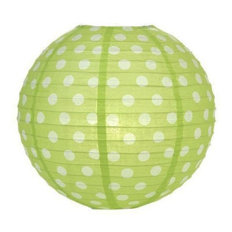 30cm Polka Dots Paper Lantern - Lime Green