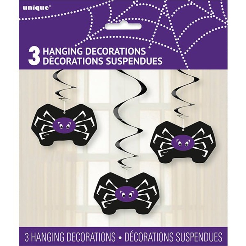 3pk Spider Web Hanging Swirls Decoration