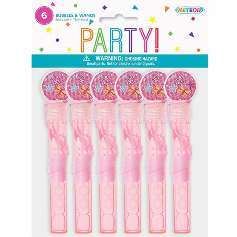 6pk Mini Bubble Wands - Pink