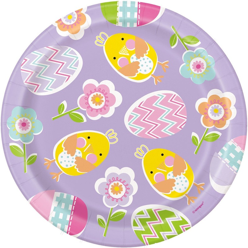 8pk Lilac Happy Easter Print Paper Plates