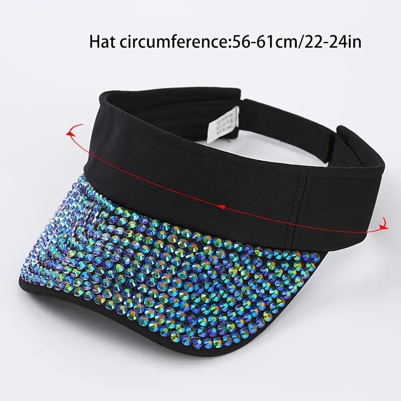 Deluxe Black Sun Visor with Rhinestones