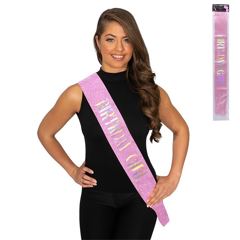 Glitter Birthday Girl Sash - Pink