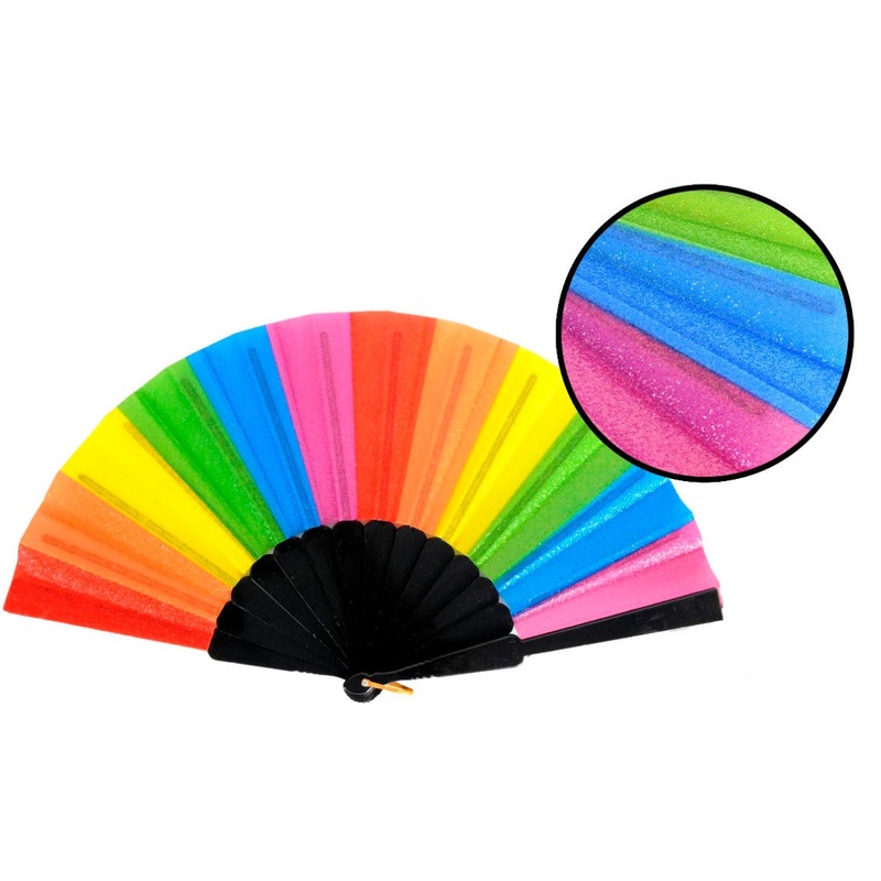 Rainbow Glitter Paper Hand Fan