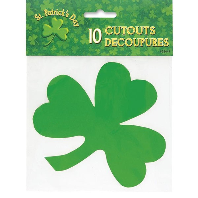 10pk St Patrick's Day Shamrock Cutouts