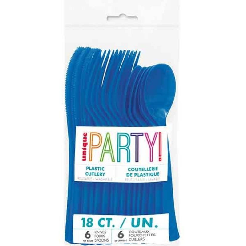 18pk Reusable Plastic Cutlery - Royal Blue