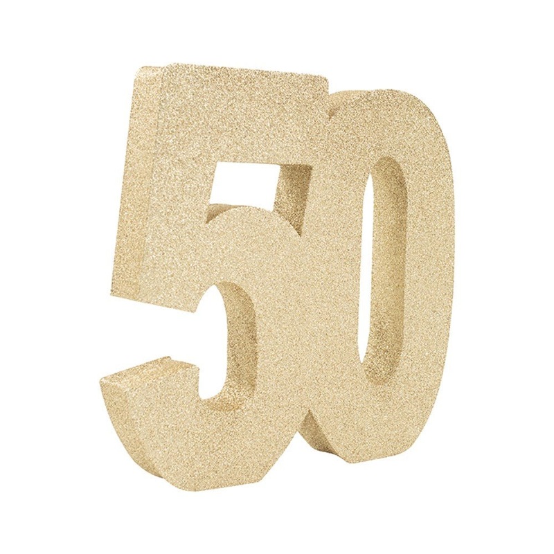 20cm Gold Glitter Number Table Decoration - 50