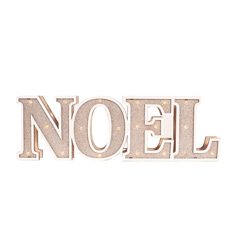 35cm Wooden NOEL Table Top Sign with Lights