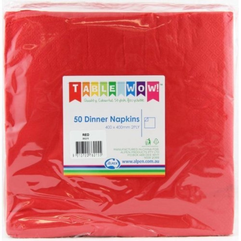 50pk Dinner Napkins - Red