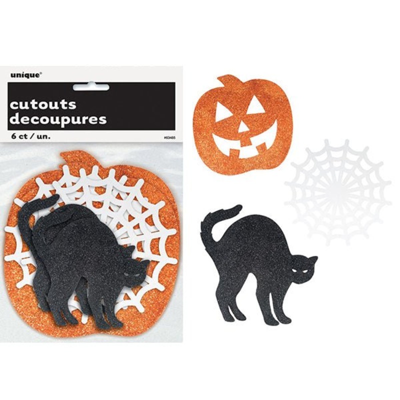 6pk Halloween Spooky Glitter Mini Cutouts