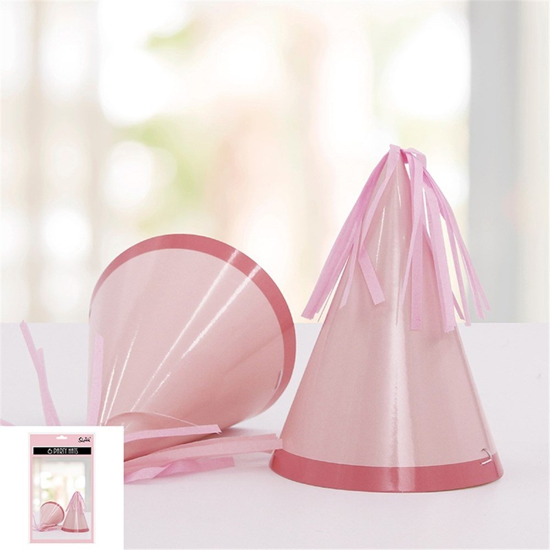 6pk Pink Birthday Party Hats with Tassel
