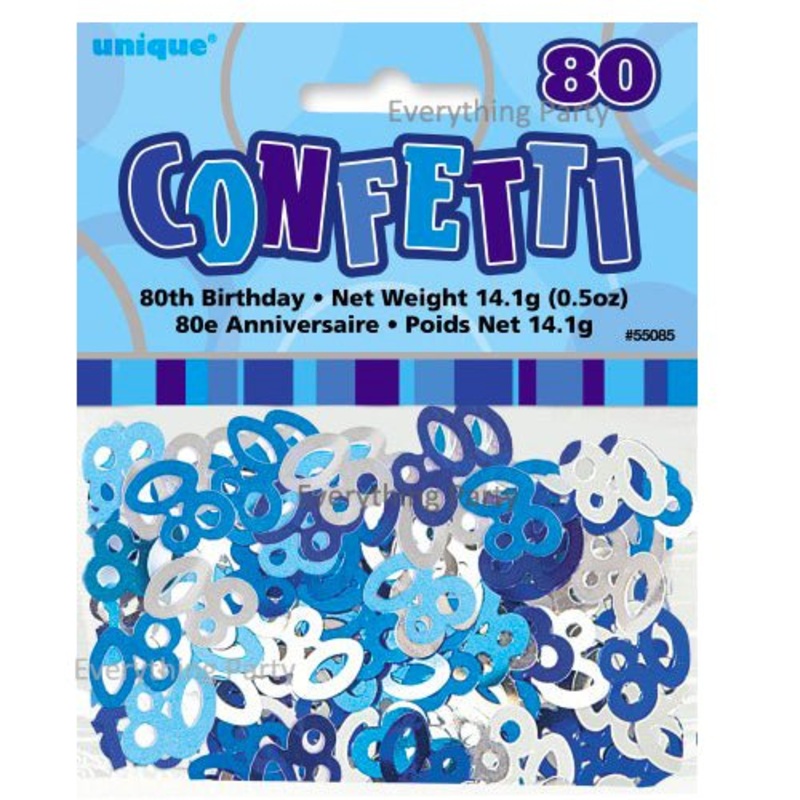 80th Birthday Table Scatters 14g (Blue, Pink, Black)