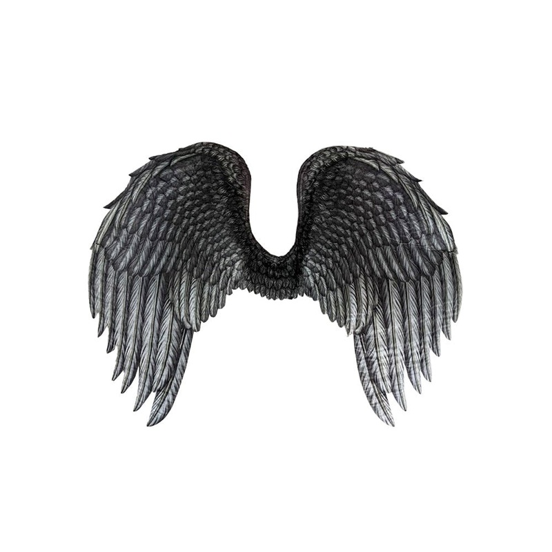 Adult Black Printed Dark Angel Wings 61cm