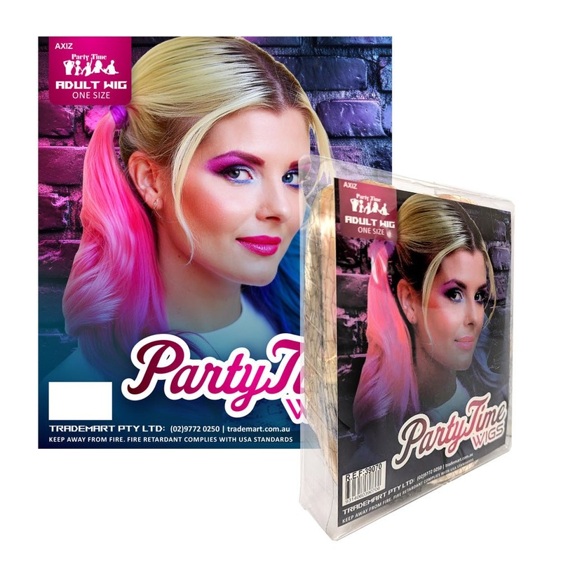 Adult Harley Quinn Style Pink & Blue Wig