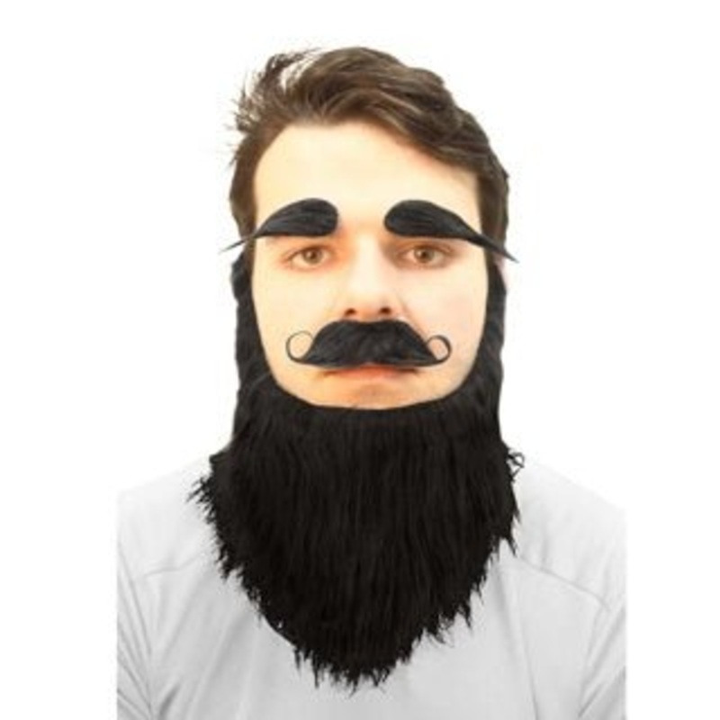 Barber Shop Deluxe Mo, Long Beard and Eye Brow set - Black