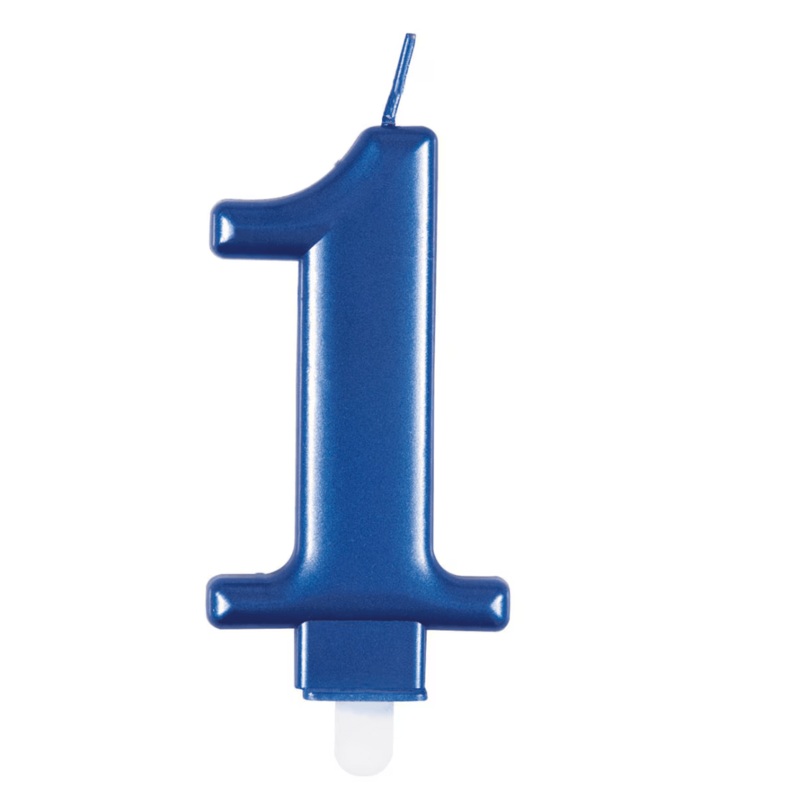 Birthday Candle Single Number - Metallic Blue