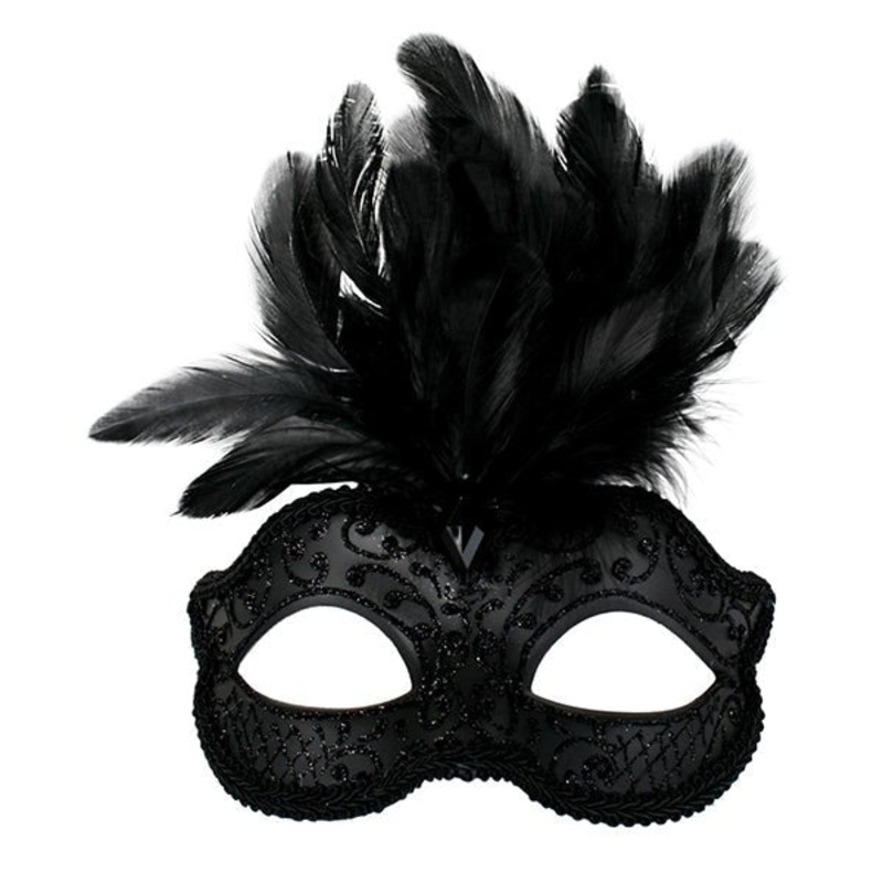 Daniella Black with Feathers Eye Mask