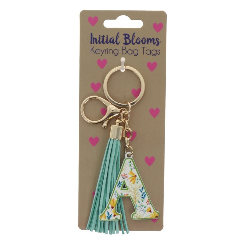 Initial Blooms Letter Keyring  Floral Tassel Bag Tag