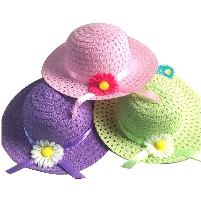 Kids' Easter Sun Hats  Floral Ribbon Design