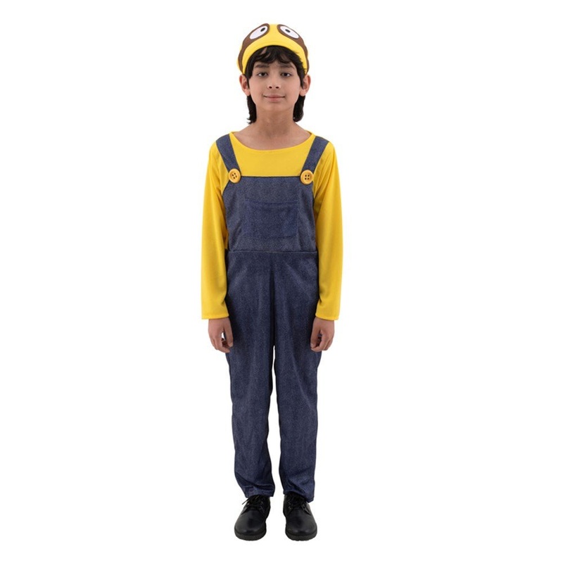 Kids Unisex Minion Costume  Yellow Humanoid Jumpsuit with Hat