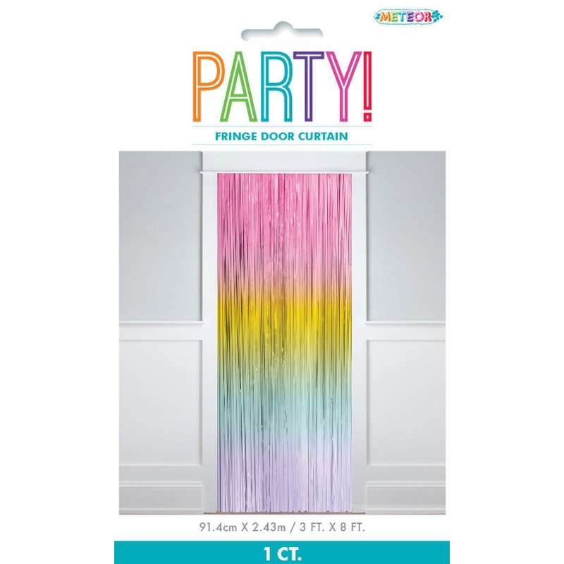 Metallic Fringe Door Shimmer Curtain - Pastel Rainbow