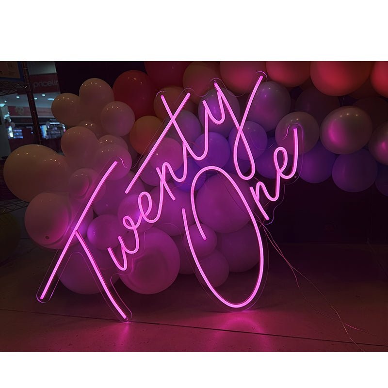 Party Hire - 21st Birthday Twenty One Neon Light Sign Party Decoration (Pink & White)