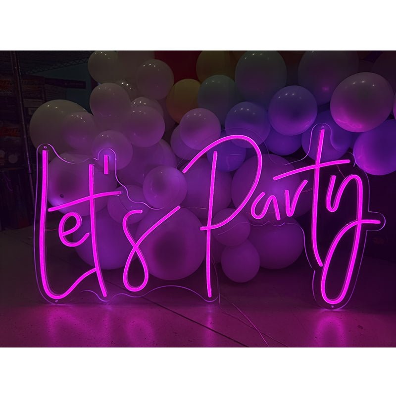 Party Hire - Wedding Birthday Let's Party Neon Light Sign Party Decoration (Pink & White)