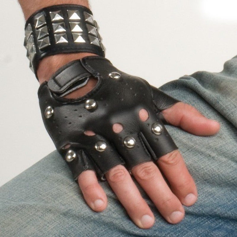 Punk Rock Fingerless Studded Gloves