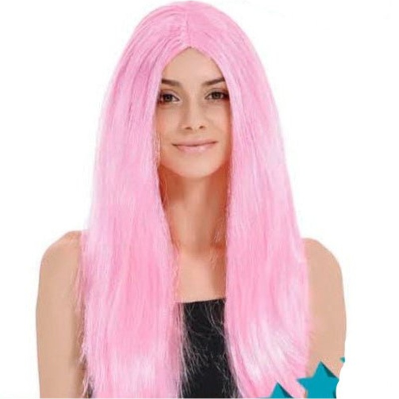 Sleek Long Pink Straight Wig
