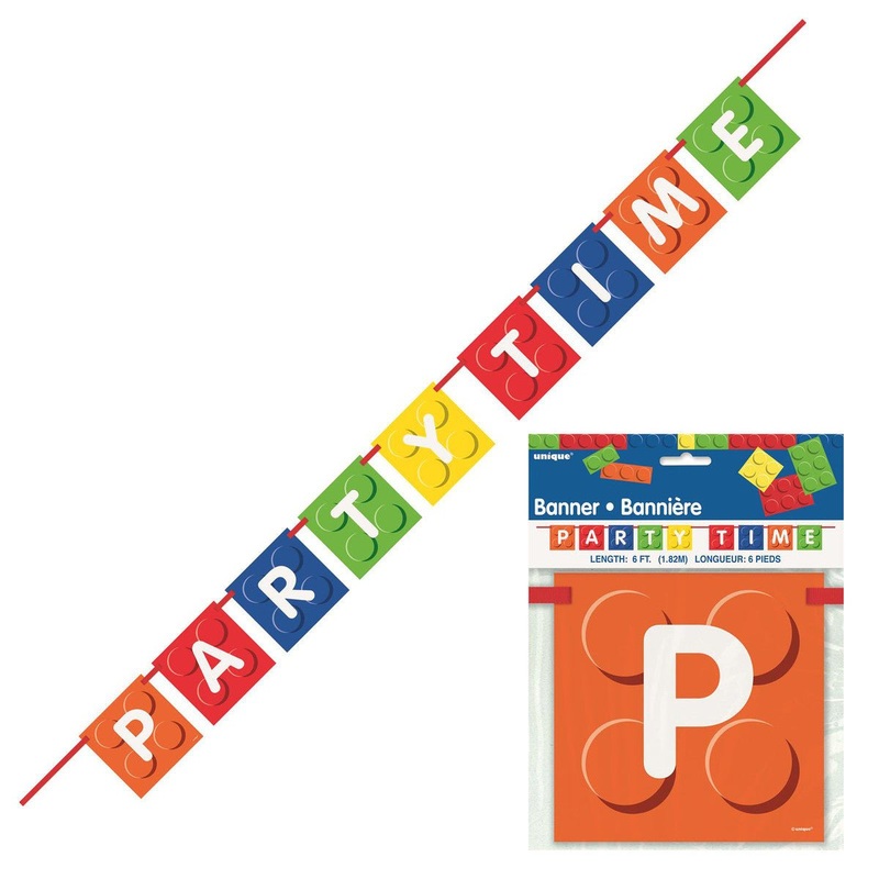 1.8m Building Blocks Birthday 'Party Time' Block Banner