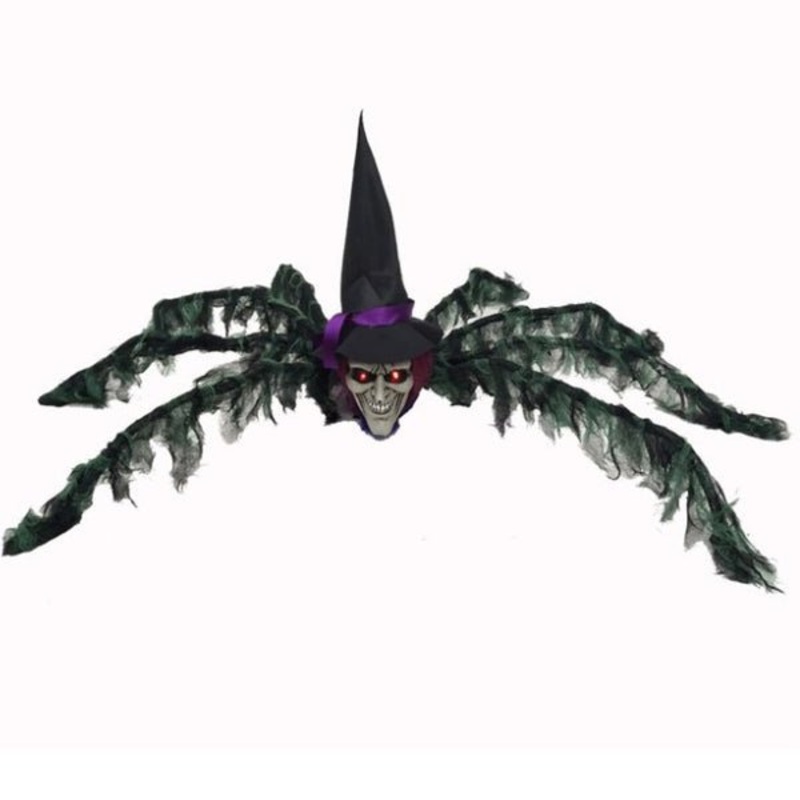 126cm Animated Spider with Witch Head